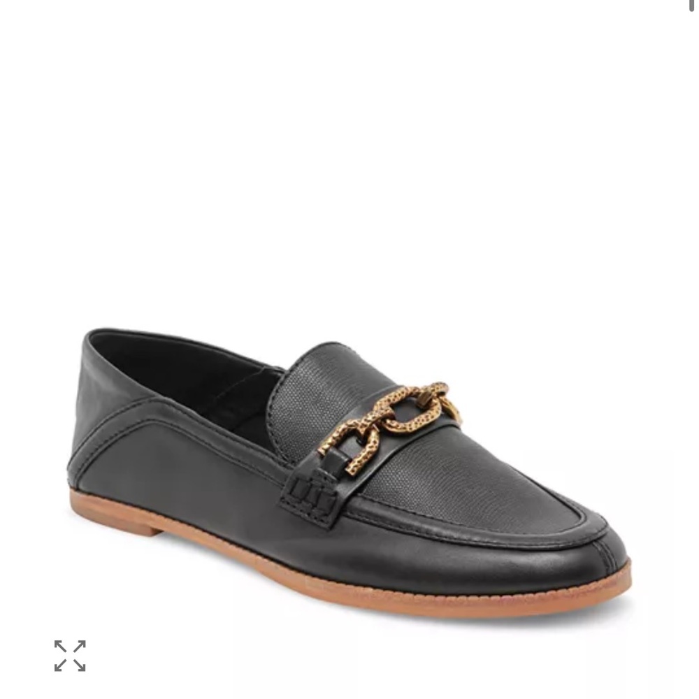 Dolce Vita Reign loafers in Black Leather with Gold Chain Accent